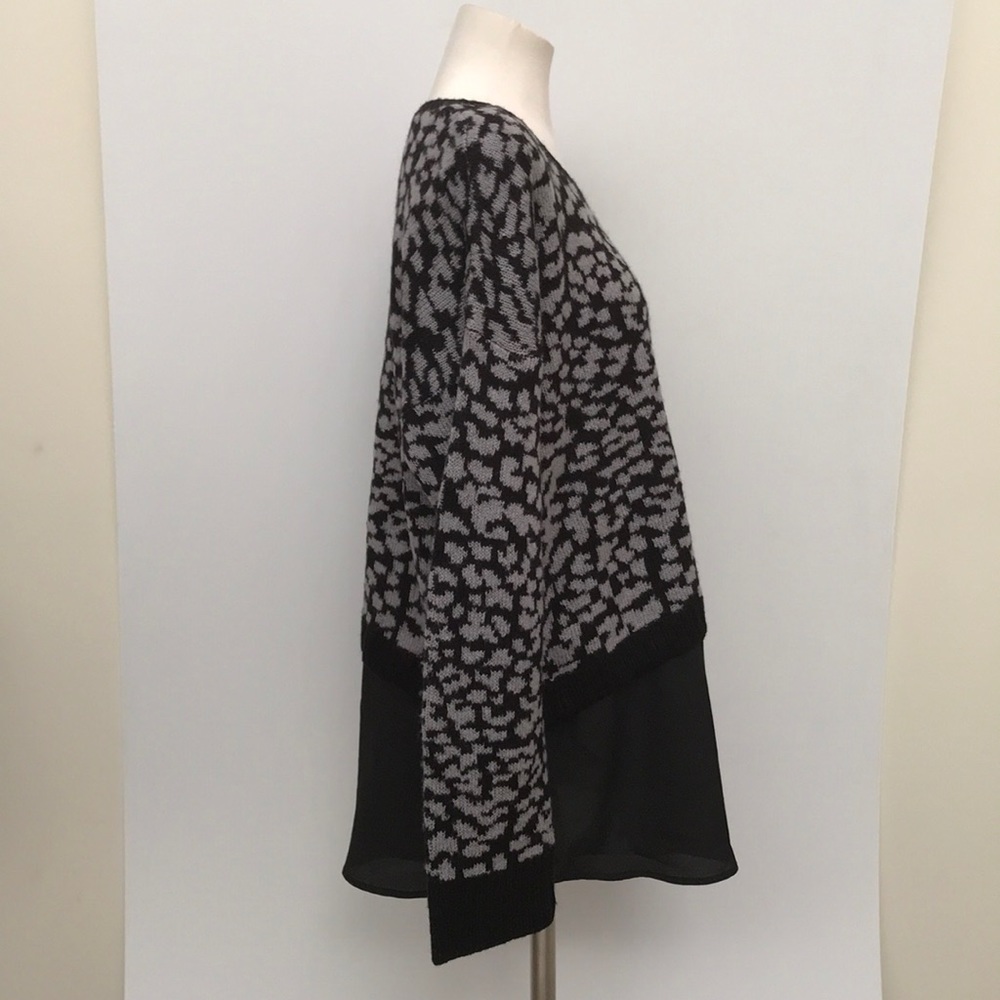 Kensie animal print sweater blouse XL black Grey - Picture 2 of 8